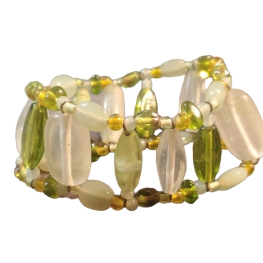 Vintage green Beaded elastic fashion bracelet 90s
